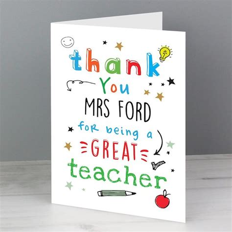 Free Thank You Card To A Teacher Uk