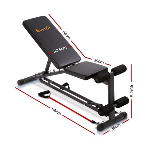 Everfit Adjustable Fid Weight Bench Fitness Flat Incline Gym Home Steel Frame Treadmillclub