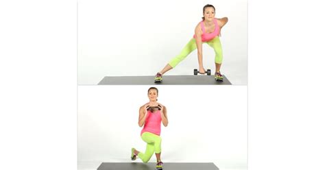 circuit one side lunge to curtsy squat butt workout with weights popsugar fitness photo 3