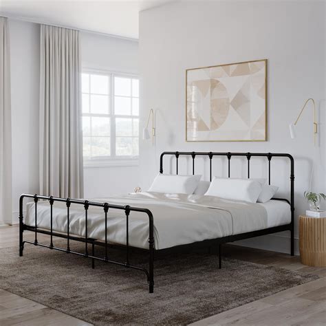 Mainstays Farmhouse Metal Bed King Size Bed Frame Black