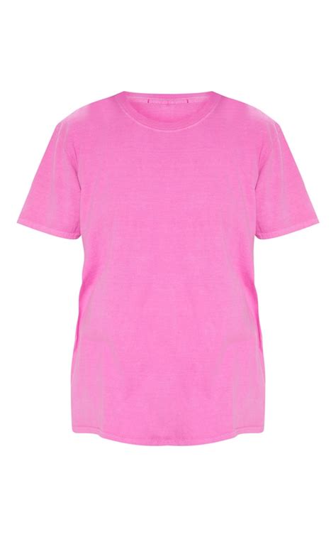 Neon Pink Washed Oversized T Shirt Tops Prettylittlething
