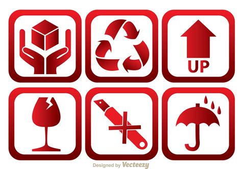 Fragile Red And White Icons 97805 Vector Art At Vecteezy