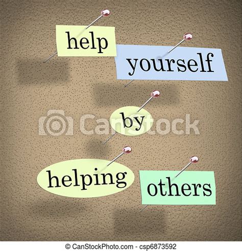 Clip Art Of Help Yourself By Helping Others Words Pinned On Board