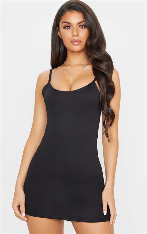 black strappy low back bodycon dress prettylittlething ie