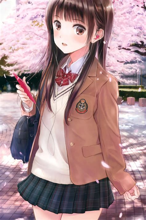 640x960 Anime Cute School Girl Iphone 4 Iphone 4s Hd 4k Wallpapers