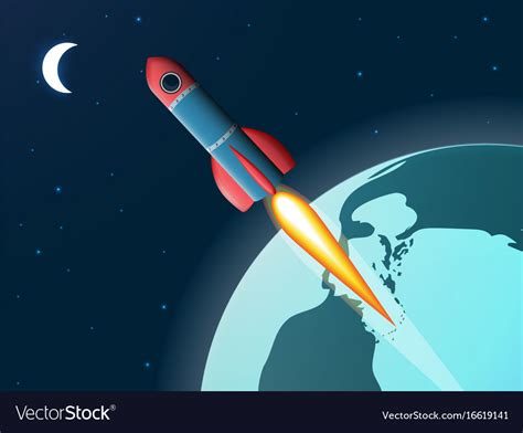 Rocket And Moon Royalty Free Vector Image Vectorstock