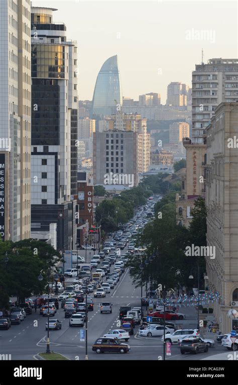 Rush Hour In Downtown Baku Capital City Of Azerbaijan Stock Photo Alamy
