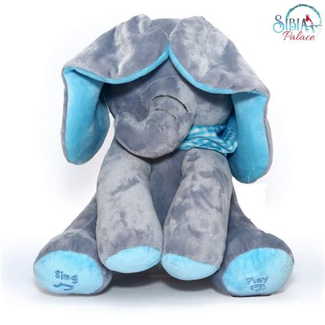 Sibia Palace Peek A Boo Musical Blue Flapping Ears Elephant Plush Toy
