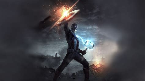Captain America With Thors Hammer Wallpapers Wallpaper Cave