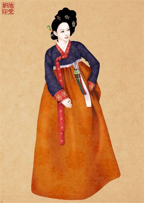 Hanbok Illustration 트레머리 패션 일러스트 한국 패션 스타일