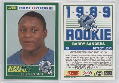 Maybe you would like to learn more about one of these? 1989 Score #257 Barry Sanders Detroit Lions RC Rookie Football Card | eBay