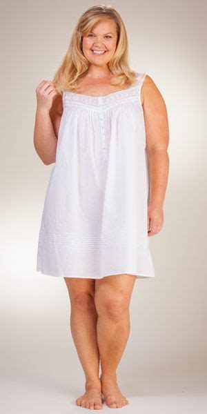 Plus Eileen West Cotton Lawn Waltz Sleeveless Nightgown Lace Appeal Plus Size Cotton
