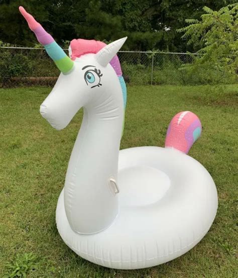 Coconut Giant Unicorn Ride On Pool Float Inflatable Wbox Rainbow 85” 2095 Picclick