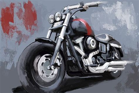 Motorcycle Garage Harley Davidson Motorcycle Motorcycle Art Painting