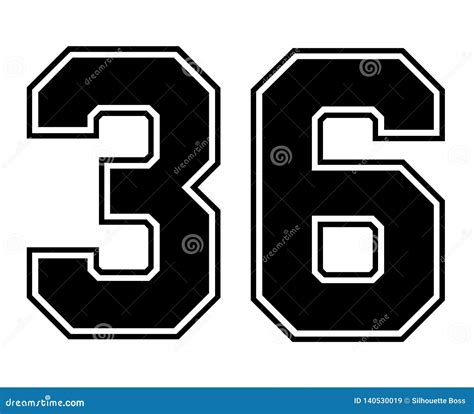 36 Classic Vintage Sport Jersey Number In Black Number On White