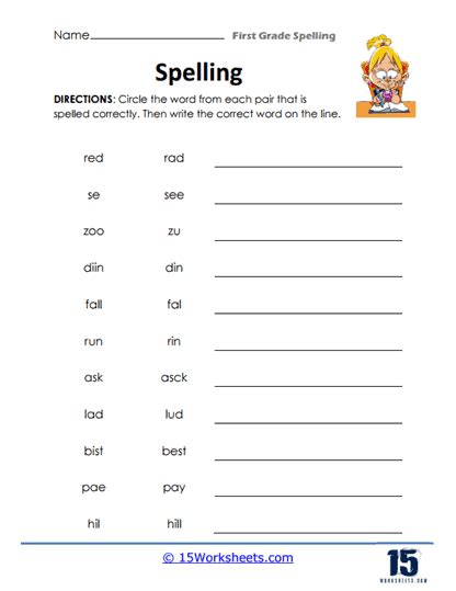 1st Grade Spelling Words Worksheets 15