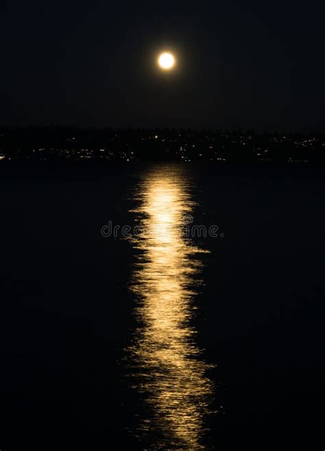 Full Moon Over Lake Washington Seattle Wa Usa Stock Photo Image
