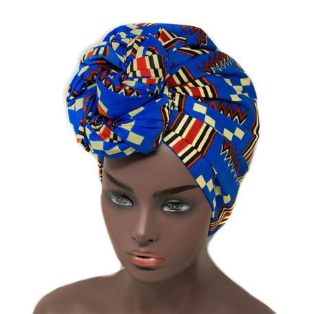 Blue Kente African Fabric Head Wraps Ht341 Tess World Designs