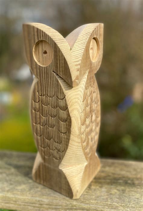 Carved Wooden Owl Etsy Uk