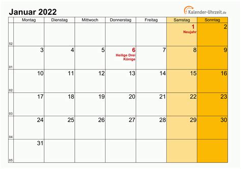 Kalenderpedia De Kalender 2022 Word Vorlagen Kalender Januar Images