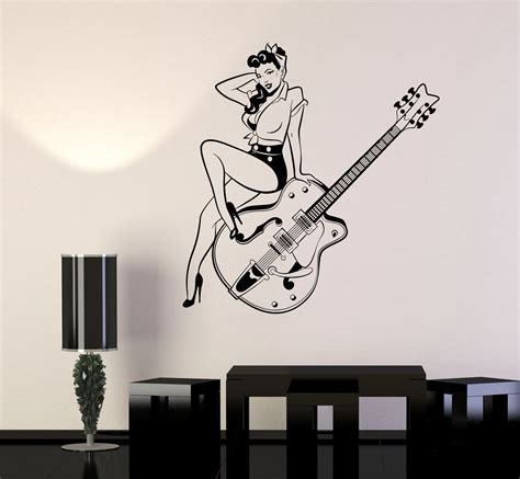 976ig Vinyl Wall Decal Pin Up Style Retro Girl Guitar Music Stickers