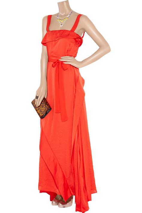 Lyst By Malene Birger Satin And Crepe Gown In Red
