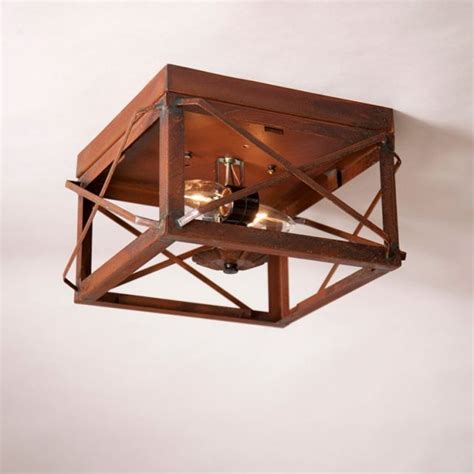 Double Ceiling Light With Folded Bars In Rustic Tin Wooden Treasure