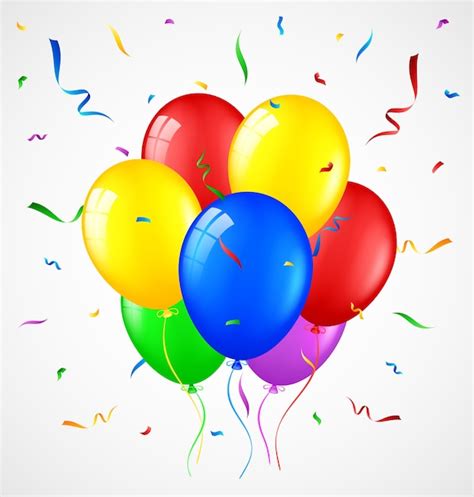 Balões Feliz Aniversário Vetor Premium