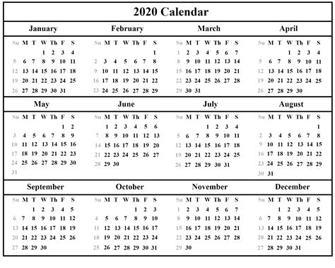 Catch Downloadable Yearly Calendar With Space To Write 2020 Calendar