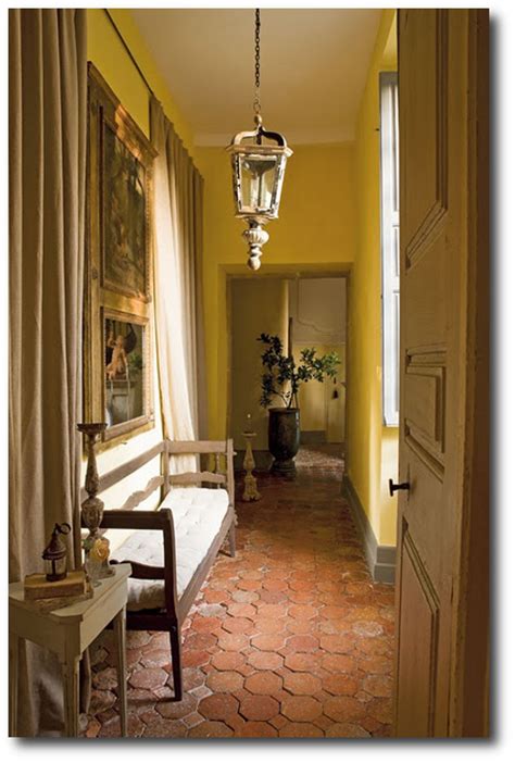 Hallway with Terracotta Tile Floor - French Country - Rustic Provence Decorating Ideas - Mr ...