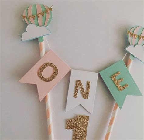 Hot Air Balloon Cake Topper Up Up And Away Cake Bunting 1st Etsy