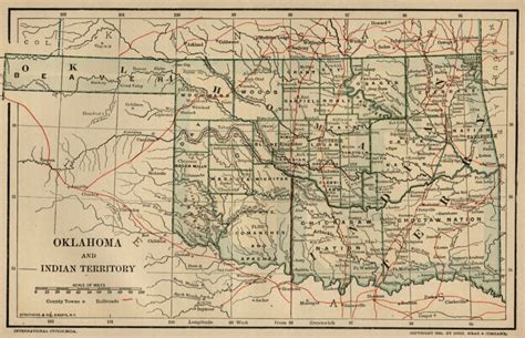 Oklahoma And Indian Territory Small Map Dated 1891 Tribes