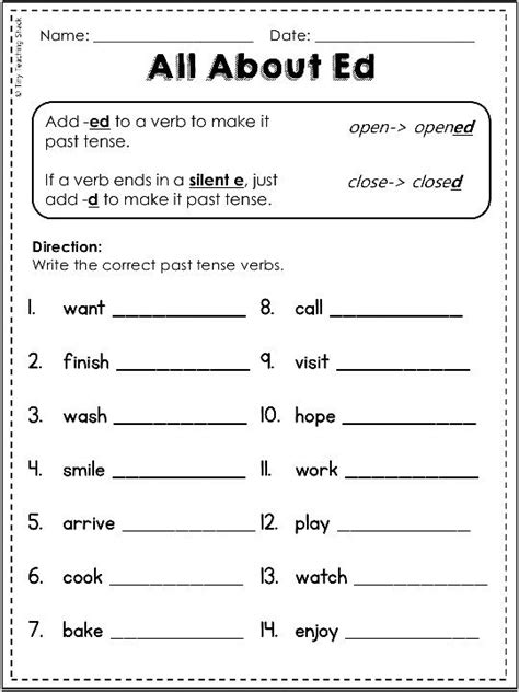 First Grade Grammar Worksheets Past Tense Worksheet Verb Worksheets