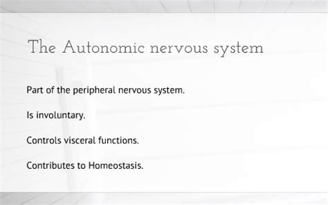 The Autonomic Nervous System By Olly Freeman