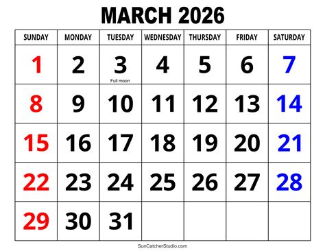 March 2026 Calendar Free Printable Diy Projects Patterns