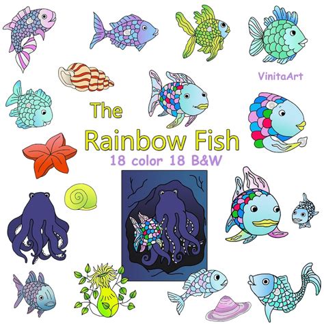 The Rainbow Fish Story Book Clip Art Printable Digital Etsy Australia