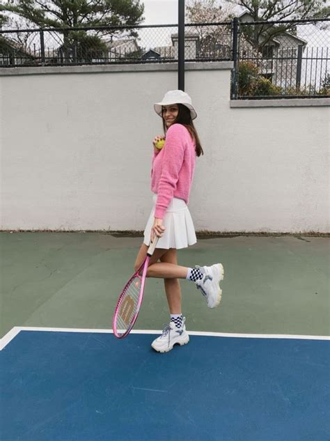 Pink Tennis Outfit In 2020 White Tennis Skirt Tennis Outfit Women
