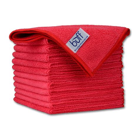 12 x 12 buff pro multi surface microfiber cleaning cloths red 12 pack