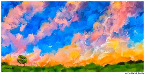 Colorful Abstract Landscape Painting Heavenly Skies And