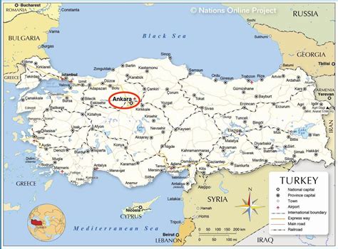 Hovedstaden I Tyrkiet Kort Kort Over Tyrkiet Kapital Det Vestlige