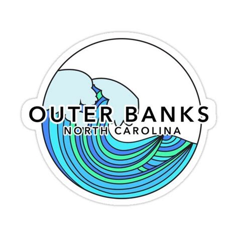 The Outer Banks North Carolina Logo Sticker Is Shown In Blue And Green