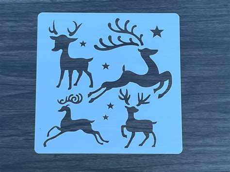 Christmas Reindeer Stencil Pattern Reusable Stencils Art Etsy
