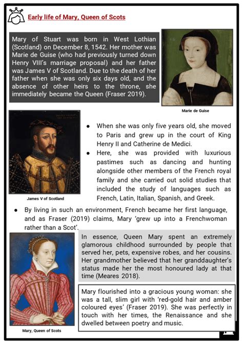 Mary Queen Of Scots Facts Worksheets Early Life And Return To Scotland