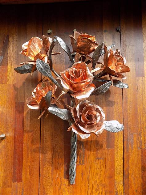 Forged Iron And Copper Roses Blacksmith Sculptures Sheffield