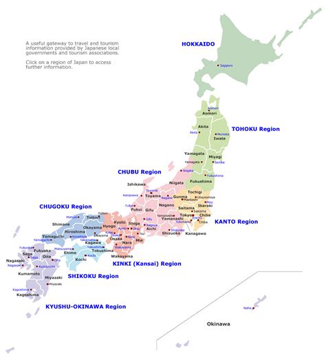 Map Of Tourist Regions In Japan