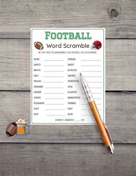 Football Word Scramble Game 2023 Super Bowl Quiz Football Etsy