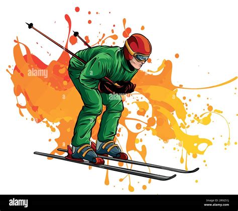 Vector Illustration Of Colored Skier Art Design Stock Vector Image