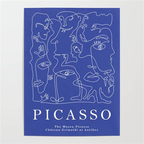 Picasso Line Drawing Print Abstract Blue Picasso Wall Art Museum Exhibition Print Picasso