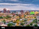Albuquerque, Nuevo México, Estados Unidos Centro ciudad en penumbra ...