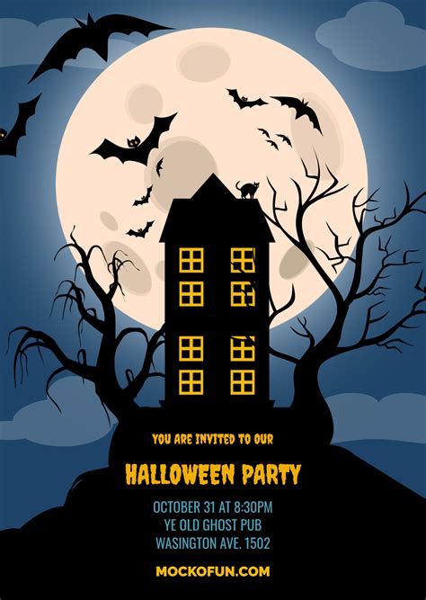 Spooky House Halloween Poster Design Mockofun